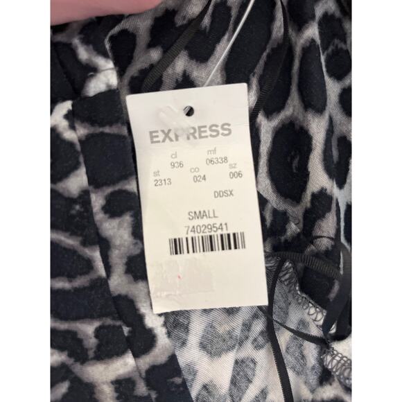 Express Leopard Print Knit Halter Maxi Dress Size S Gray Black Stretch Vacation - Picture 4 of 9